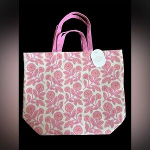 Gooseberry Moon Pink Floral Canvas Tote Bag Inner Pocket NWT 22x21x7 Resistant‎